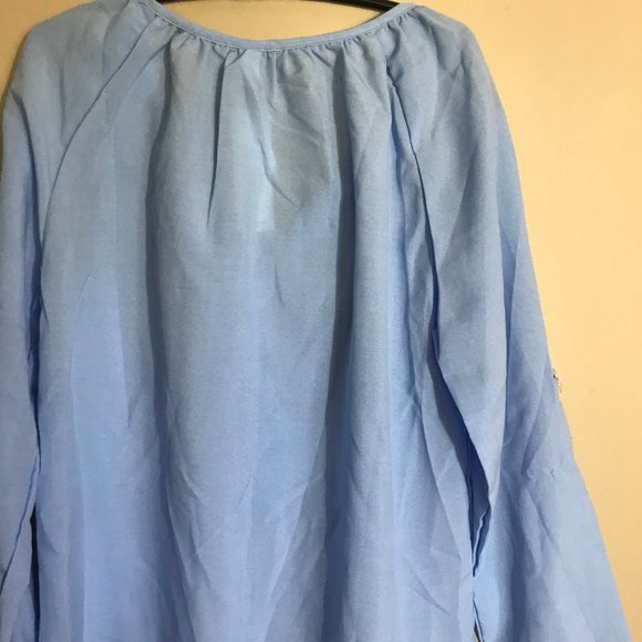 OC Order Plus Light Blue Peasant Top W/ Drawstring - Picture 3 of 3